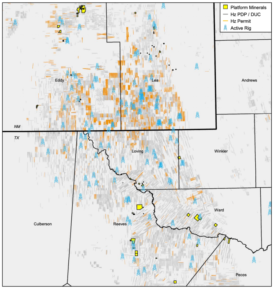 RedOaks Energy Advisors Marketed Map - Platform Minerals Delaware Basin Royalty Properties
