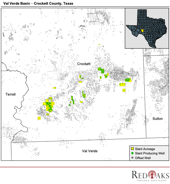 RedOaks Energy Advisors Marketed Map - Slant Energy Crockett County Texas Operated Divestiture