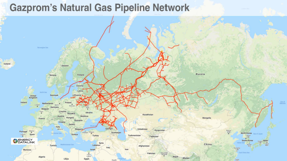 Rextag data map - Gazprom natural gas pipeline network