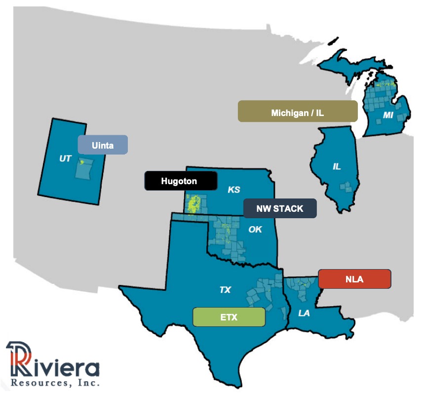 Riviera Resources Upstream Asset Map (Source: Riviera Resources February 2019 Presentation)