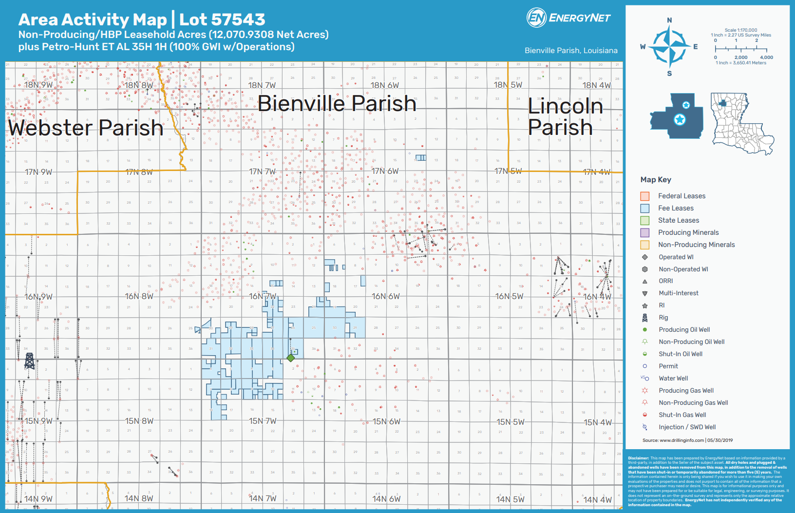 Rockcliff Energy Northern Louisiana Basal Hosston Asset Map (Source: EnergyNet)