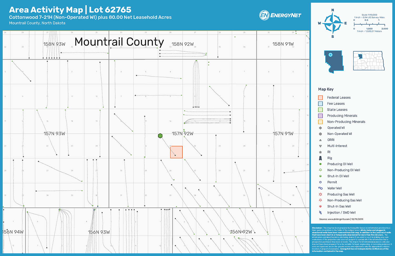 Salt Creek Oil and Gas Lot 62765 Asset Map, Bakken Shale, Mountrail County, North Dakota (Source: EnergyNet)