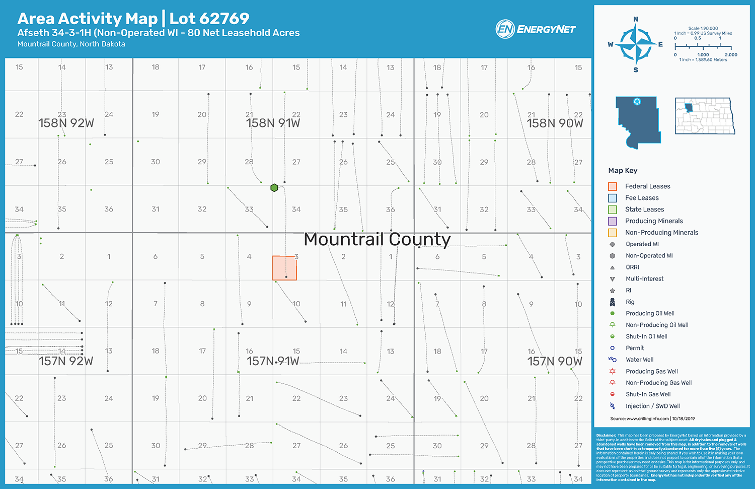 Salt Creek Oil and Gas Lot 62769 Asset Map, Bakken Shale, Mountrail County, North Dakota (Source: EnergyNet)