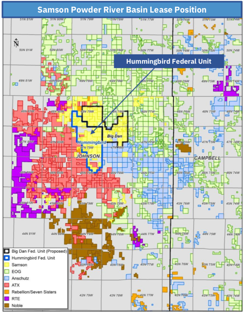 Samson Resources Powder River Basin Lease Position Asset Map (Source: EnergyNet)
