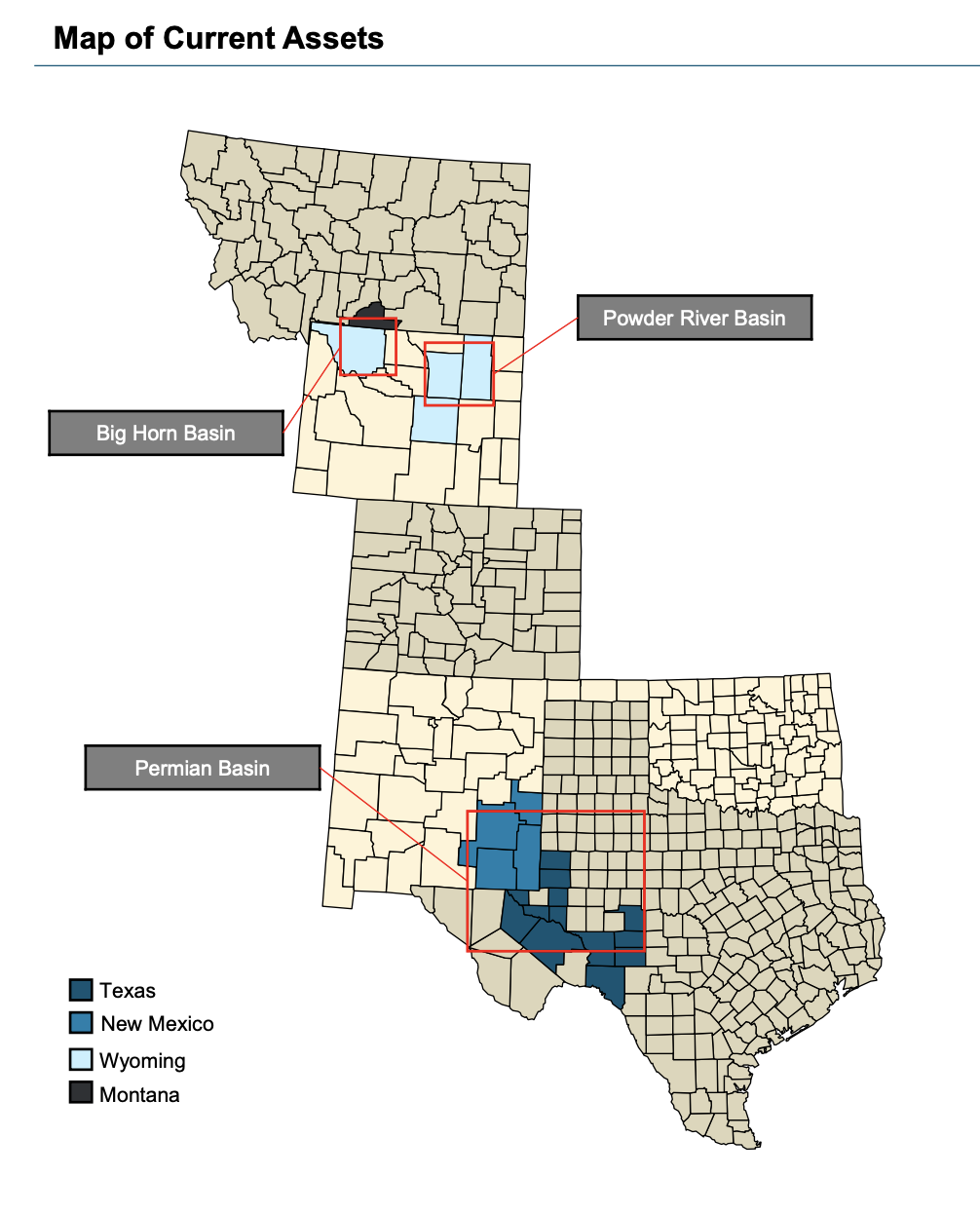 Bank-owned Liquidation Asset Overview Map (Source: Contango Oil & Gas Co.)