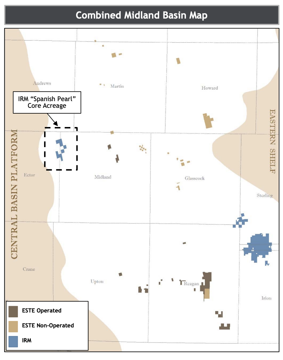 Earthstone Energy, IRM Combined Midland Basin Map