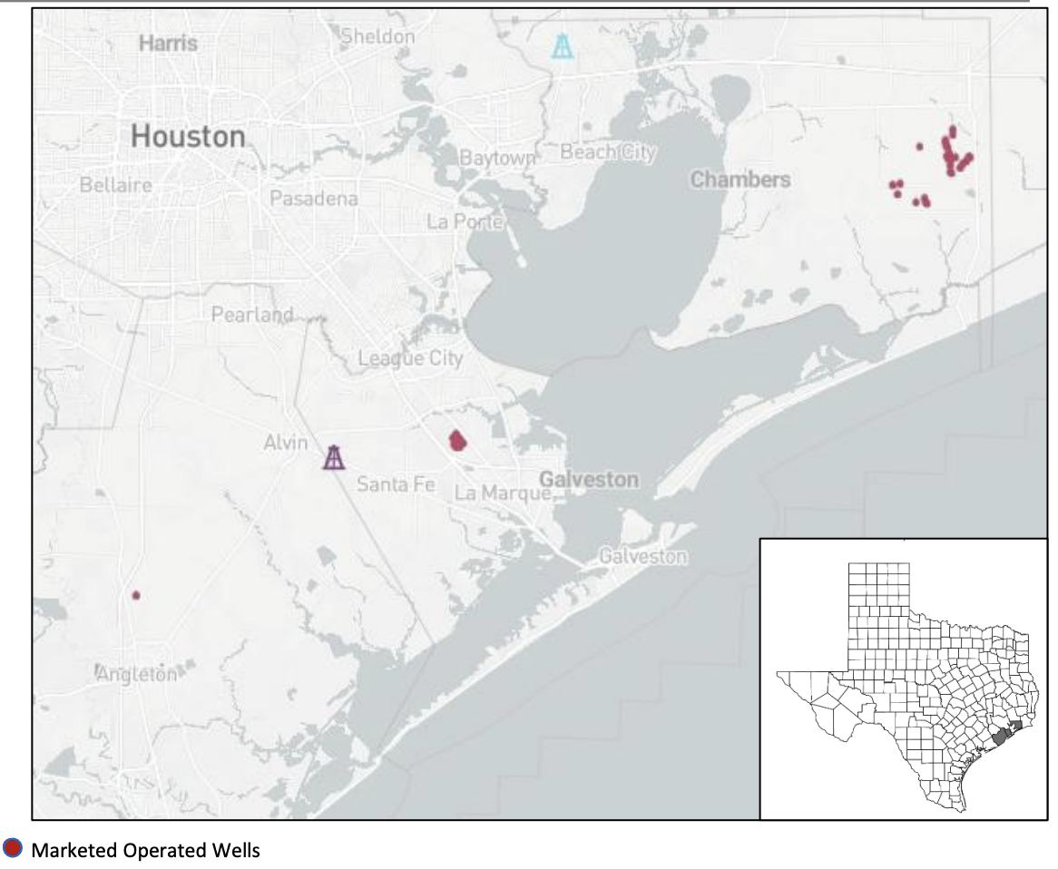 Marketed: Texas Operated Package in Chambers, Galveston and Brazoria Counties