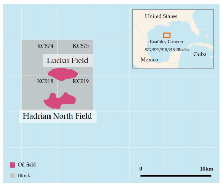 Location Map of Lucius and Hadrian North fields in U.S. Gulf of Mexico. (Source: Inpex Corp.)