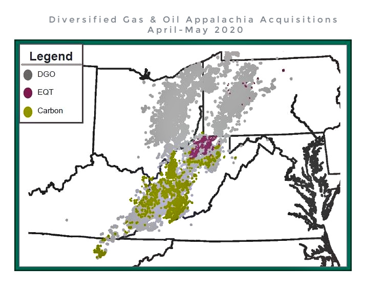 Diversified Gas & Oil Appalachia Acquisitions April-May 2020 Map