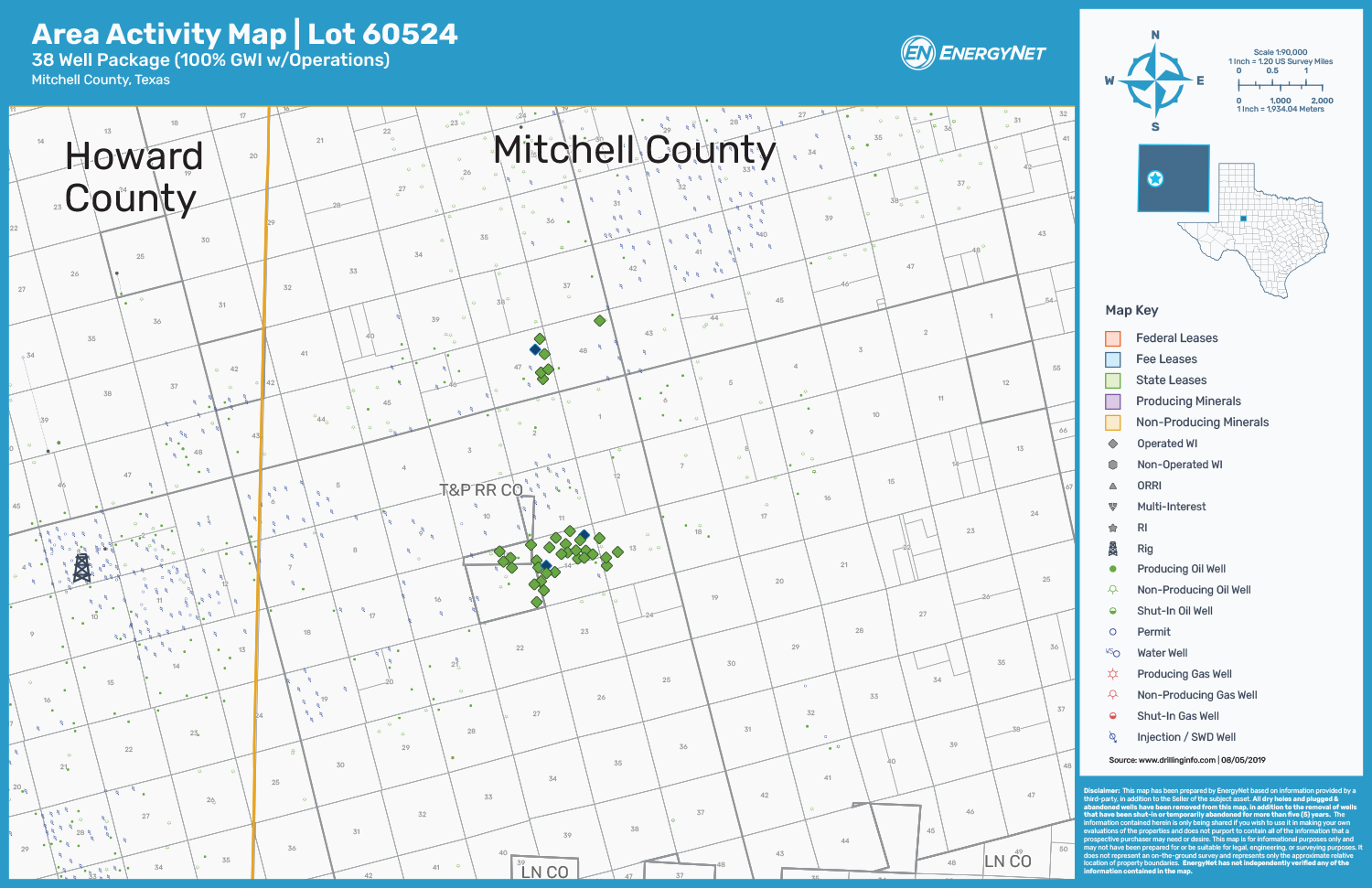 TRE Investments Permian Basin Operations, Mitchell County, Texas Asset Map (Source: EnergyNet)
