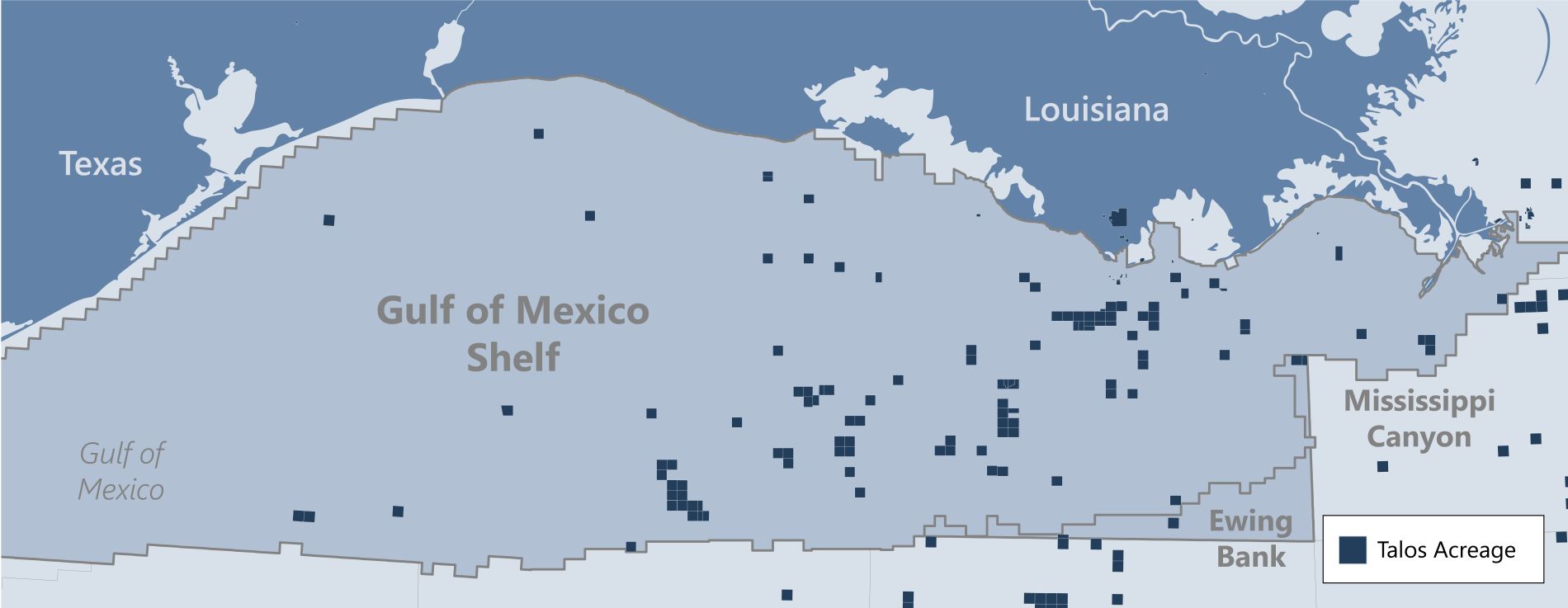 Talos Energy Gulf of Mexico Shelf Asset Map