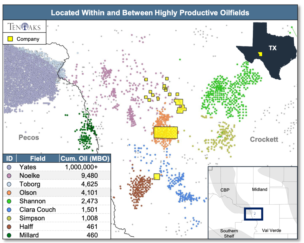 TenOaks Energy Advisors Marketed Map - AVAD Vendera Operated Permian Basin Properties