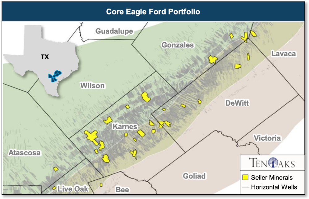 TenOaks Energy Advisors Marketed Map - Eagle Ford Mineral Position in Oil-Condensate Windows
