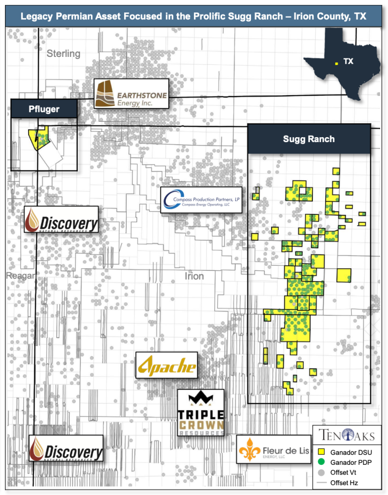 TenOaks Energy Advisors Marketed Map - Ganador Operating Southern Midland Basin Properties