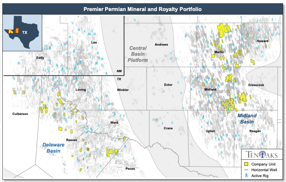 TenOaks Energy Advisors Marketed Map Legacy Permian Basin Mineral Royalty Portfolio