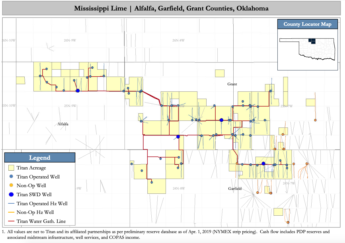 Titan Energy Oklahoma Mississippi Lime Asset Map (Source: PetroDivest Advisors)