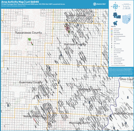 Tracker Lario Utica, TLU Royalty Holdings Asset Map (Source: EnergyNet)