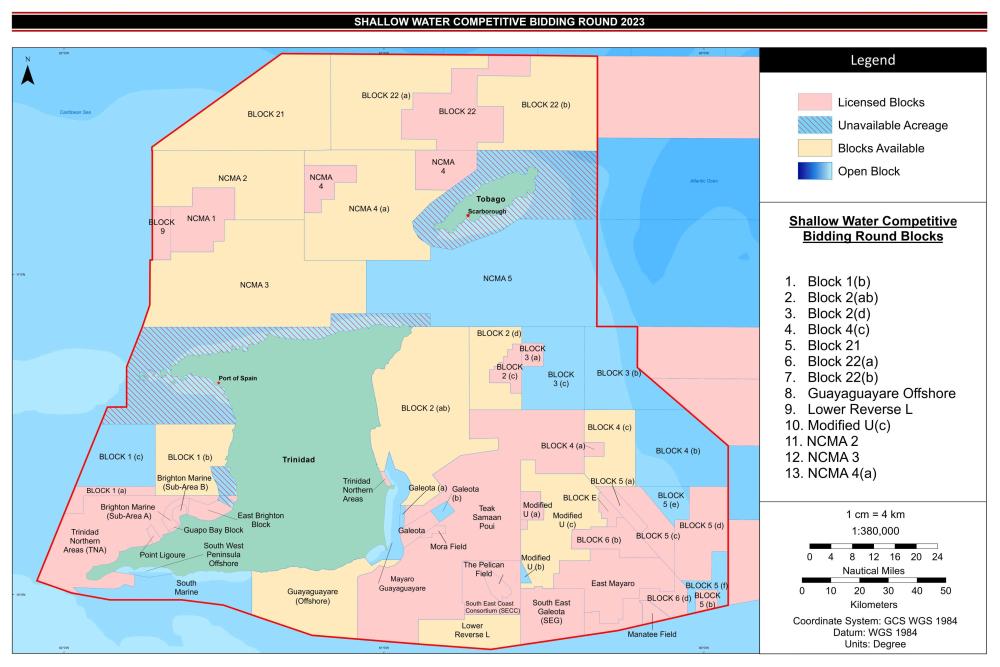 Trinidad and Tobago shallow water bid map