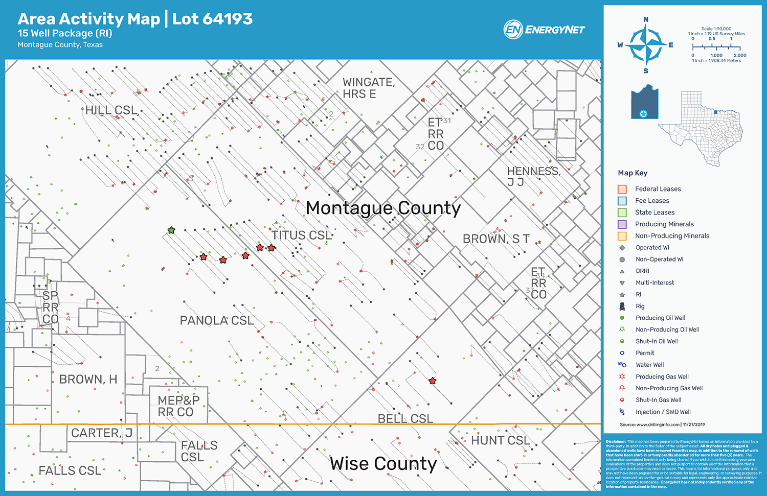 Unit Petroleum Royalty Interest In Producing North Texas Wells Asset Map Montague County (Source: EnergyNet)