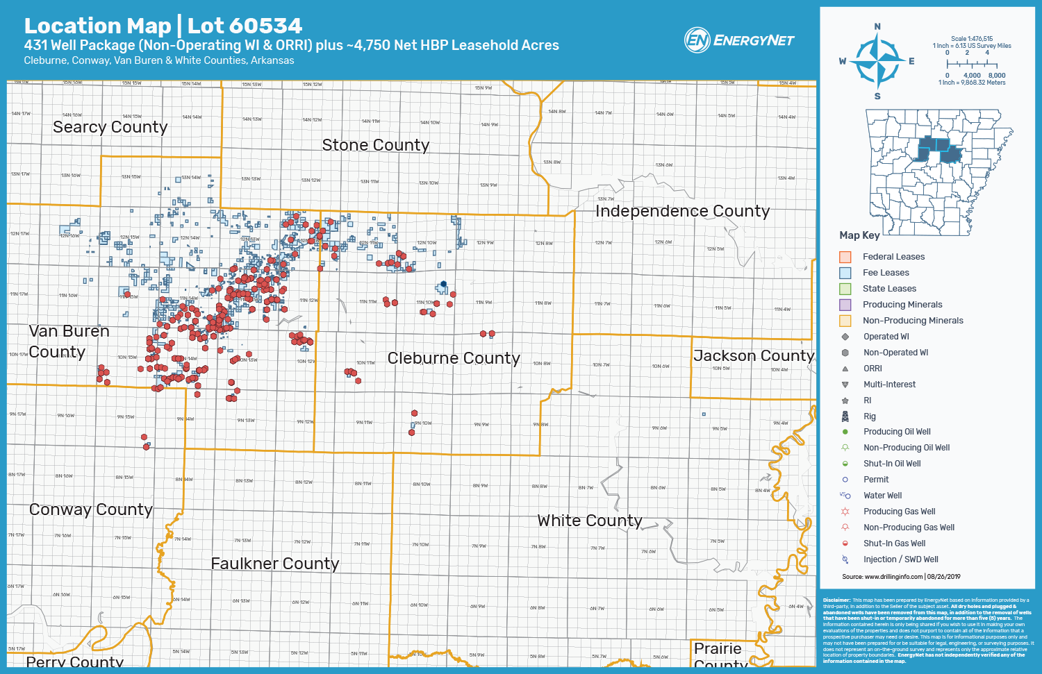 Vendera Resources Nonop Arkansas Well Package Asset Map (Source: EnergyNet)