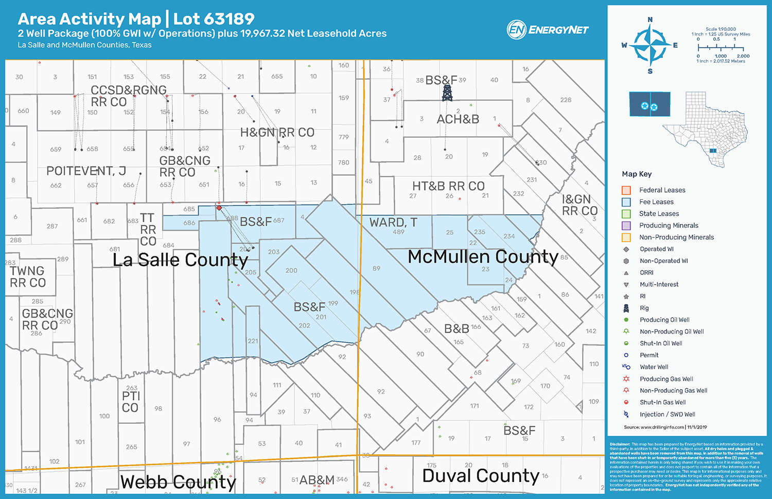 Vitruvian Exploration Eagle Ford Shale Opportunity Asset Map, La Salle and McMullen counties, Texas (Source: EnergyNet)