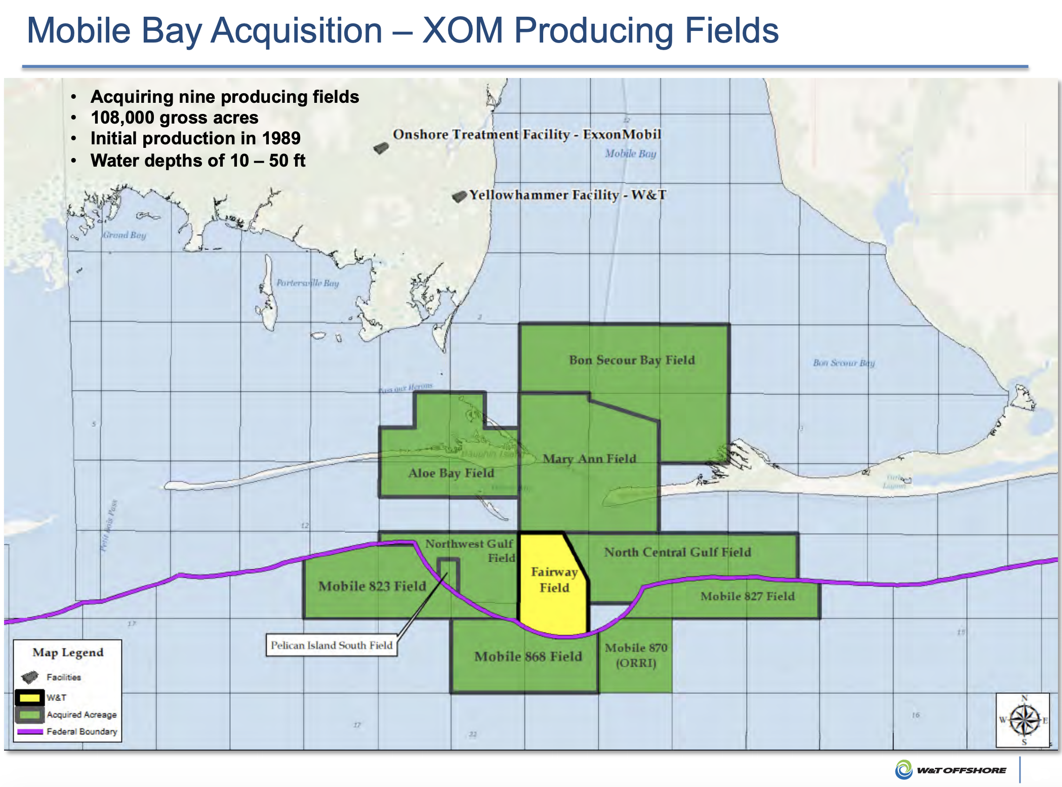 W&T Offshore Mobile Bay Acquisition Asset Map (Source: W&T Offshore Inc. June 2019 Investor Presentation)