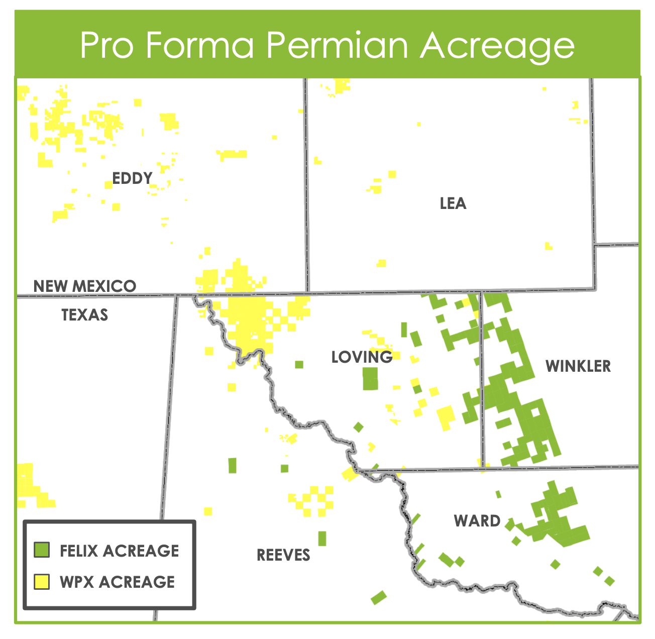 WPX Energy Pro Forma Felix Energy Acquisition  Permian Basin Acreage Map (Source: WPX Energy Inc. December 2019 Investor Presentation)