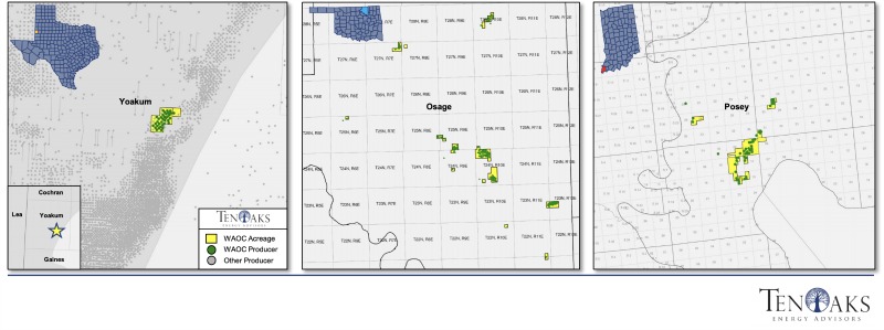Warren American Oil Multi-state Operated Properties Asset Map (Source: TenOaks Energy Advisors)