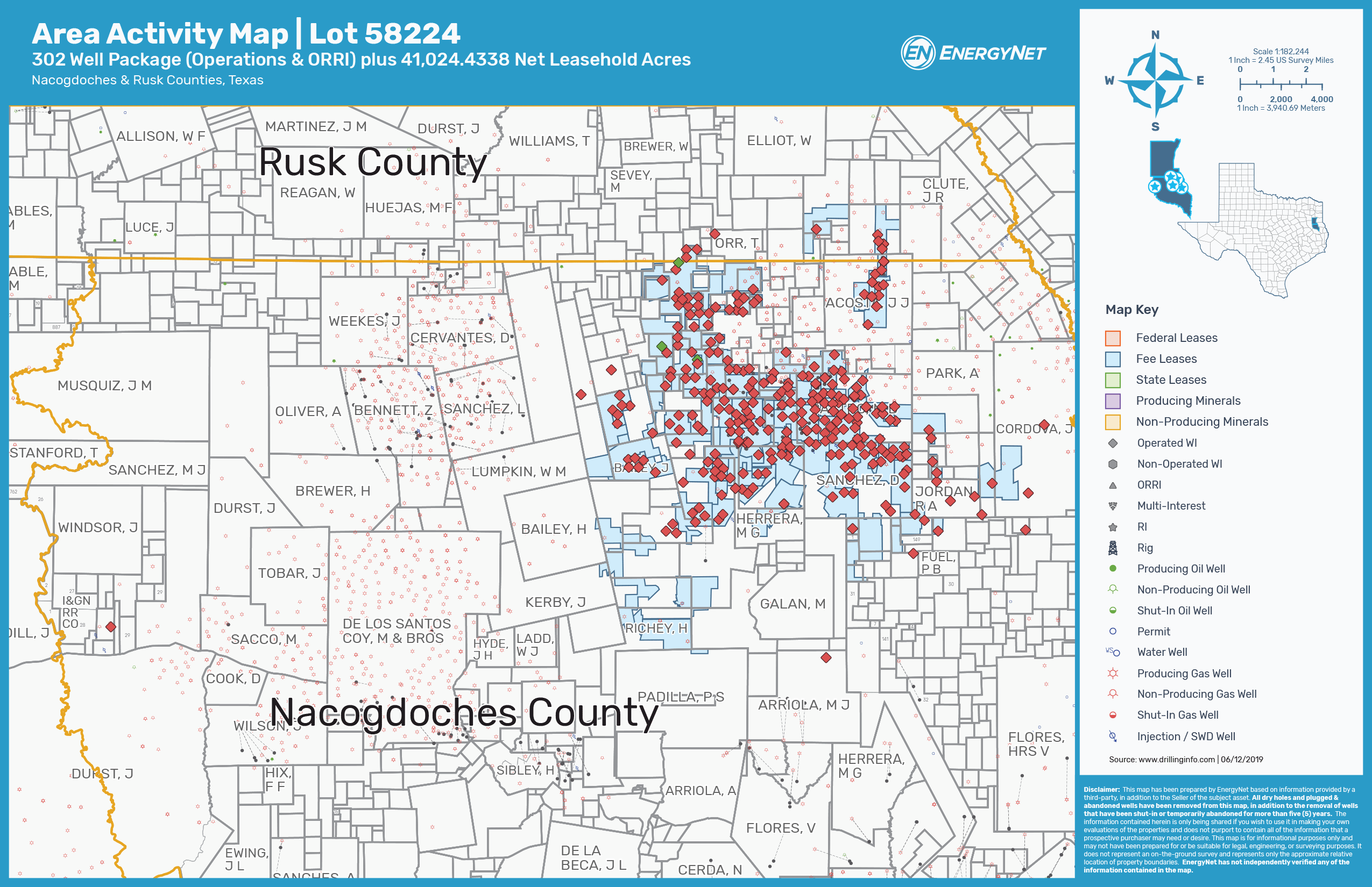 Weatherly Oil & Gas Operated East Texas Asset Map (Source: EnergyNet)