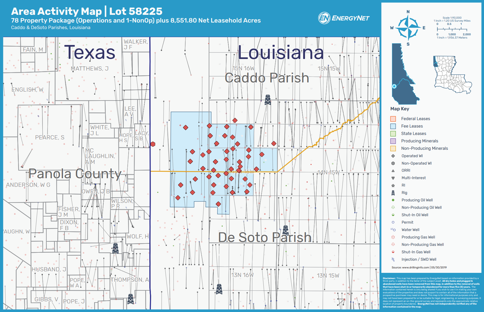 Weatherly Oil & Gas Northern Louisiana Asset Map (Source: EnergyNet)