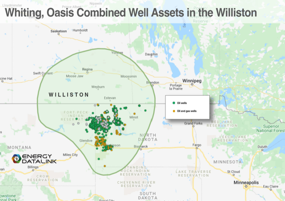 Whiting, Oasis Petroleum Combined Williston Basin Well Assets - Rextag Data Map
