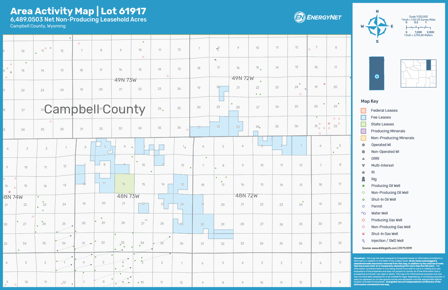 ZRC Operating Powder River Basin Leasehold Asset Map Campbell County, Wyoming (Source: EnergyNet)