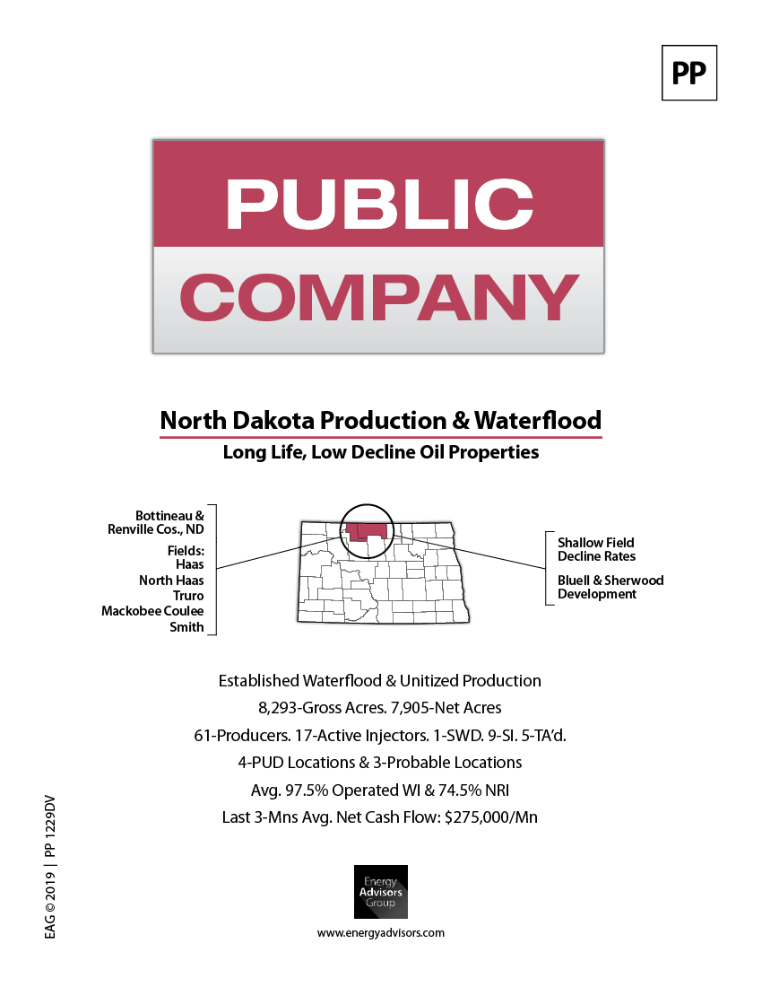 Marketed: Canadian Firm’s US Subsidiary With North Dakota Waterflood Assets