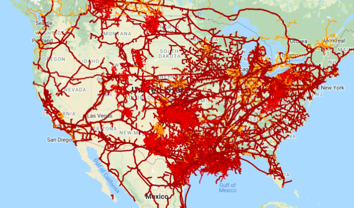 The U.S. Lower 48 natural gas pipeline network. (Source: Rextag Energy Datalink)