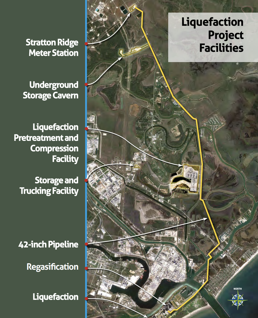 Map of facilities from Freeport LNG brochure