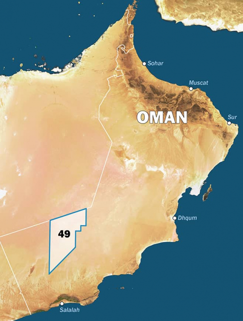 Map of Block 49 onshore Oman