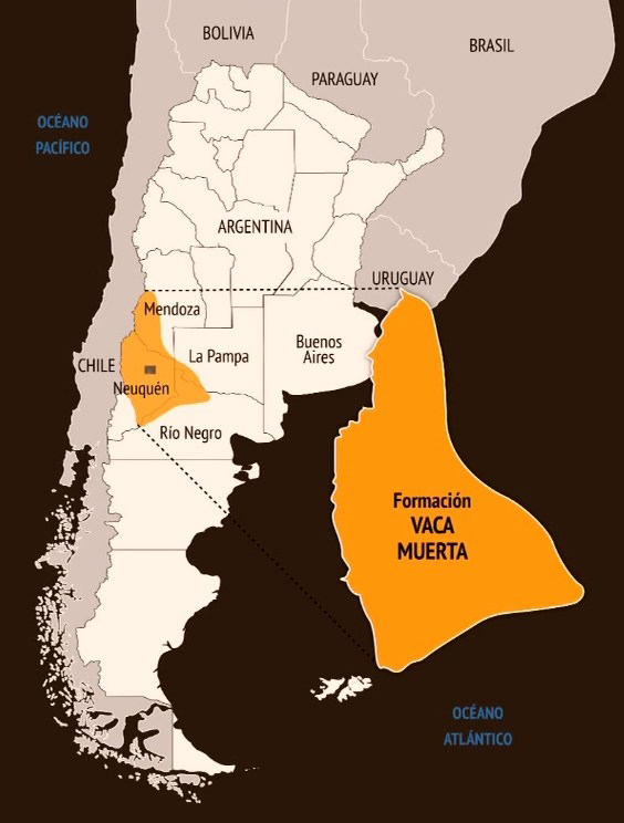 Map of Vaca Muerta