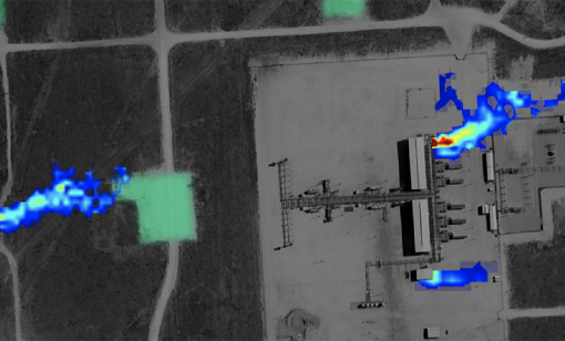 This image shows how Bridger Photonics can pinpoint a methane leak for a customer. (Source: Bridger Photonics Inc.)
