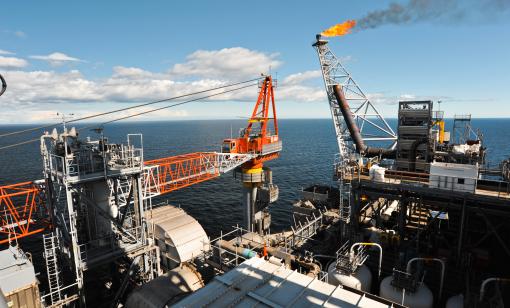 Flare system at an offshore production platform.