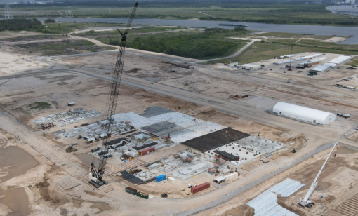 Work at the Driftwood site in April 2023 in Lake Charles, Louisiana.