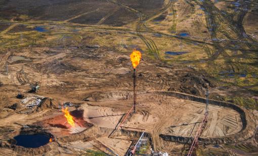 gas flaring at oil field