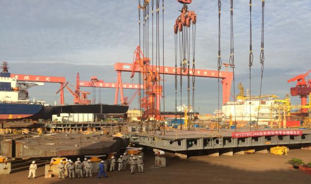Construction of Blue Ocean Drilling’s jackup units is underway at China’s Shanghai Waigaoqiao Shipbuilding yard. (Source: Blue Ocean Drilling)
