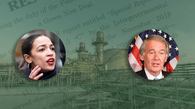 The Green New Deal resolution, proposed by Rep. Alexandria Ocasio-Cortez (D-N.Y.) and Sen. Ed Markey (D-Mass.), could benefit the natural gas sector. (Source: Shutterstock, Sen. Ed Markey’s office, Hart Energy)