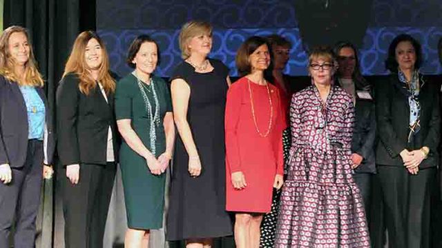 Honorees of the 2019 Oil and gas Investor 25 Influential Women in Energy on stage at the Hilton Americas in Houston. (Source: Hart Energy)