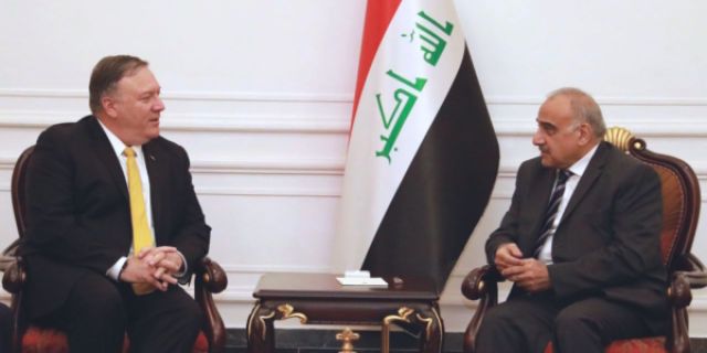 Iraqi Prime Minister Adil Abd al-Mahdi meets with U.S. Secretary of State Mike Pompeo in Baghdad on Jan. 9, 2019. (Photo credit: Office of the Prime Minister)