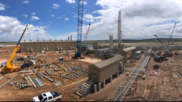 Construction of Steamboat I, Meritage Midstream’s natural gas cryogenic processing plant plant in Wyoming’s Powder River Basin.