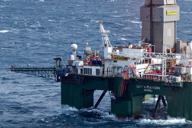 The well was drilled by the Leiv Eiriksson semisubmersible drilling rig, shown here on another job, to a vertical depth of 4,960 m below sea level. (Source: Lundin)