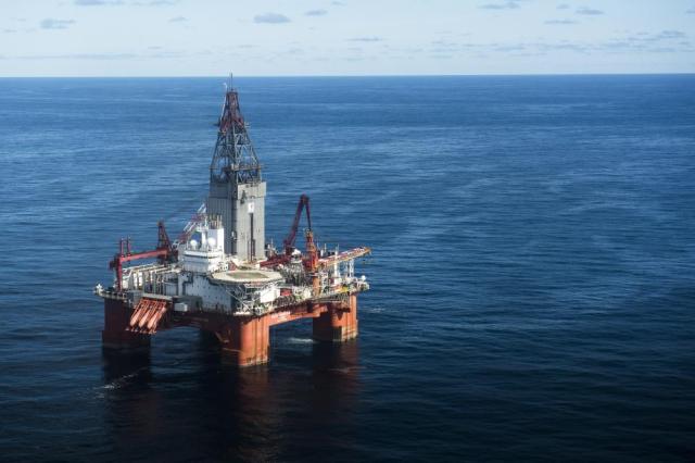 The West Hercules semisubmersible drilling rig is shown offshore. (Source: Equinor)