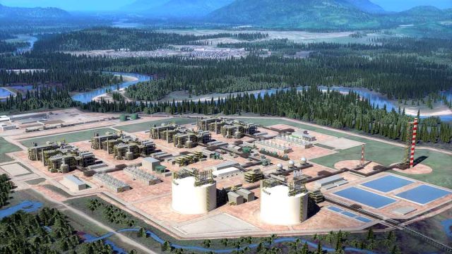 An artist’s rendering of the Kitimat LNG plant in British Columbia when completed. Woodside Petroleum’s withdrawal from the project was the latest hit to the LNG sector. (Source: LNG Canada)