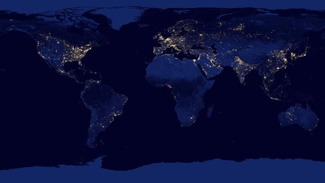This digital composite of satellite images of the earth at night shows the disparity between industrialized and developing countries in terms of energy use. Elements of this image were furnished by NASA. (Source: pio3/Shutterstock.com)